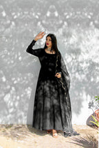 BLACK GEORGETTE CHIFFON PISHWAS
