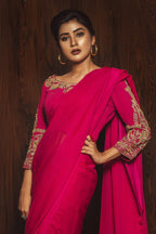 Gulaabi handwork saree