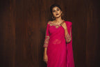 Gulaabi handwork saree