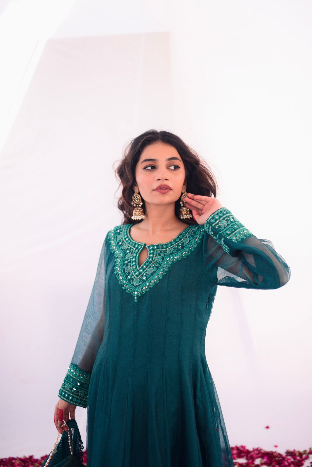 MEETHI EID '24 ( DARK SEAGREEN EMBRIODERED DRESS )