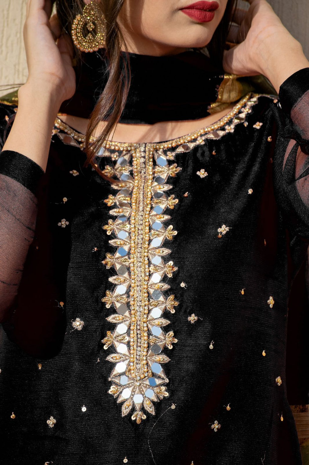 BLACK SHEESHA WORK DRESS