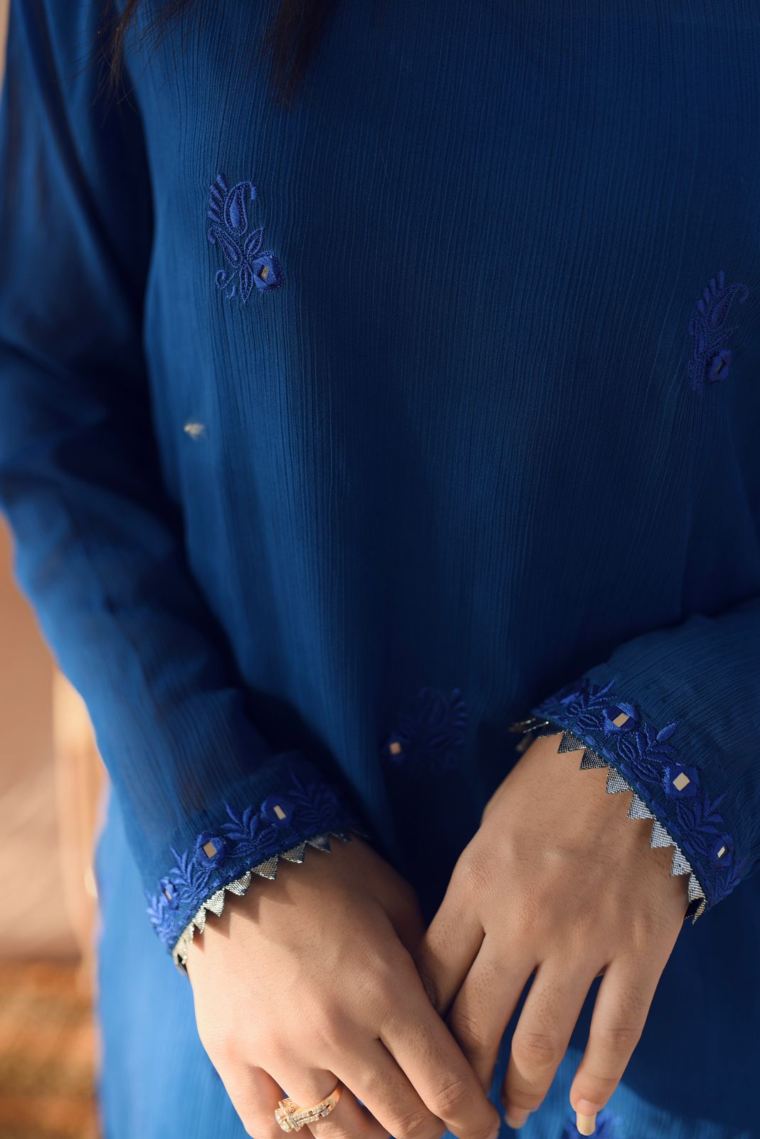 BLUE EMBRIODERED DRESS