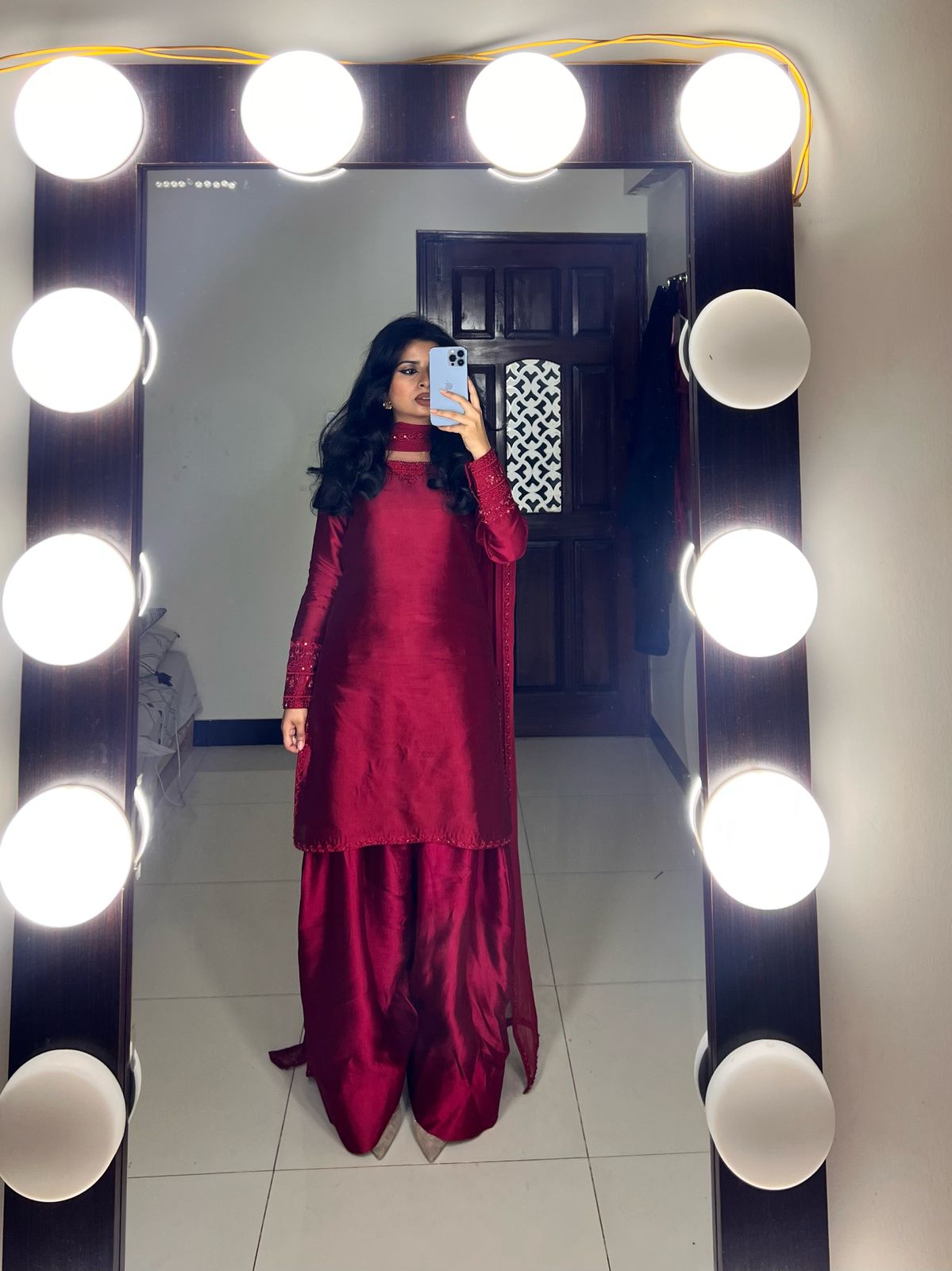 RAW SILK COLLECTION ‘25 BLOOD RED FARSHI DRESS