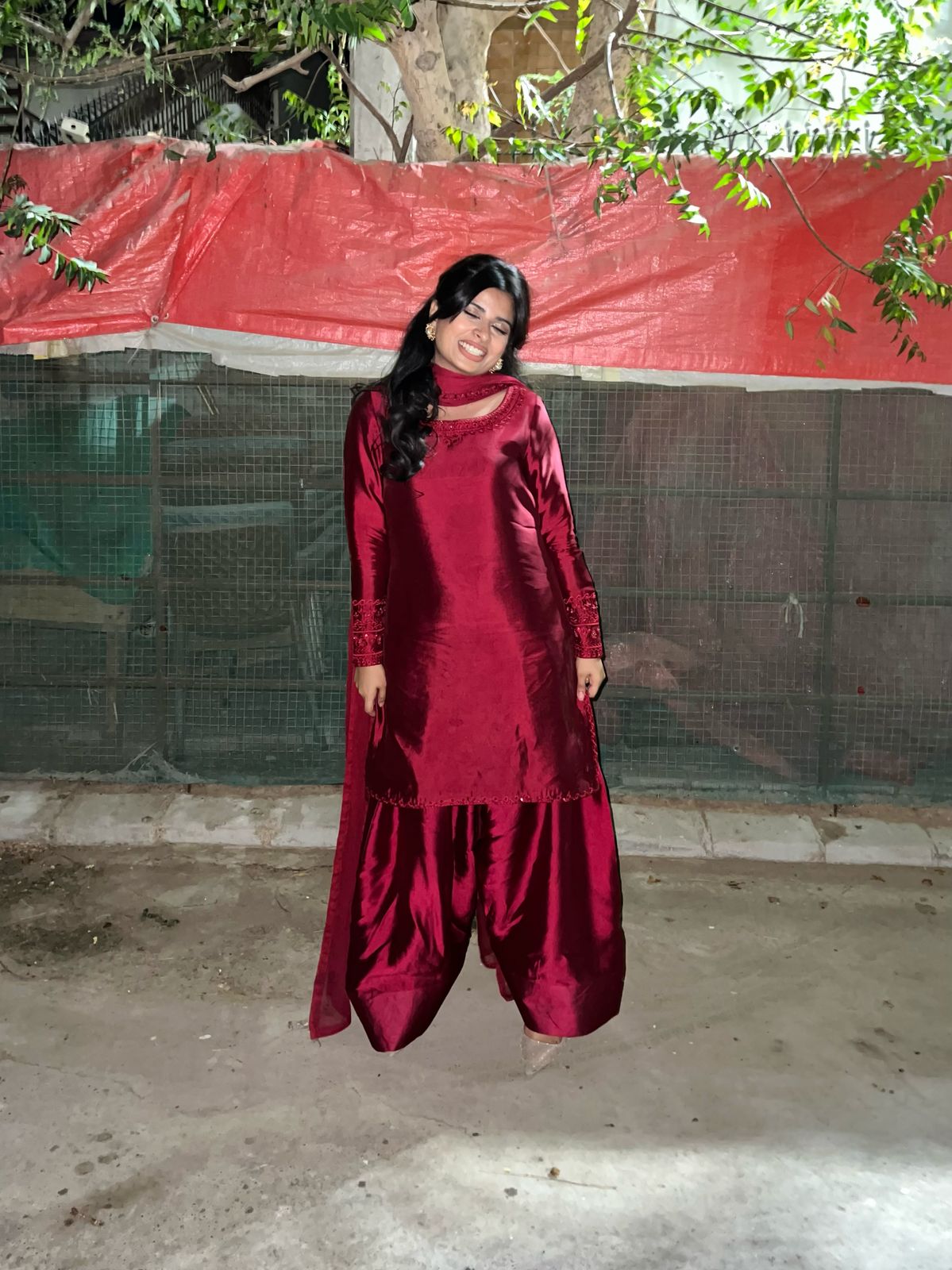 RAW SILK COLLECTION ‘25 BLOOD RED FARSHI DRESS