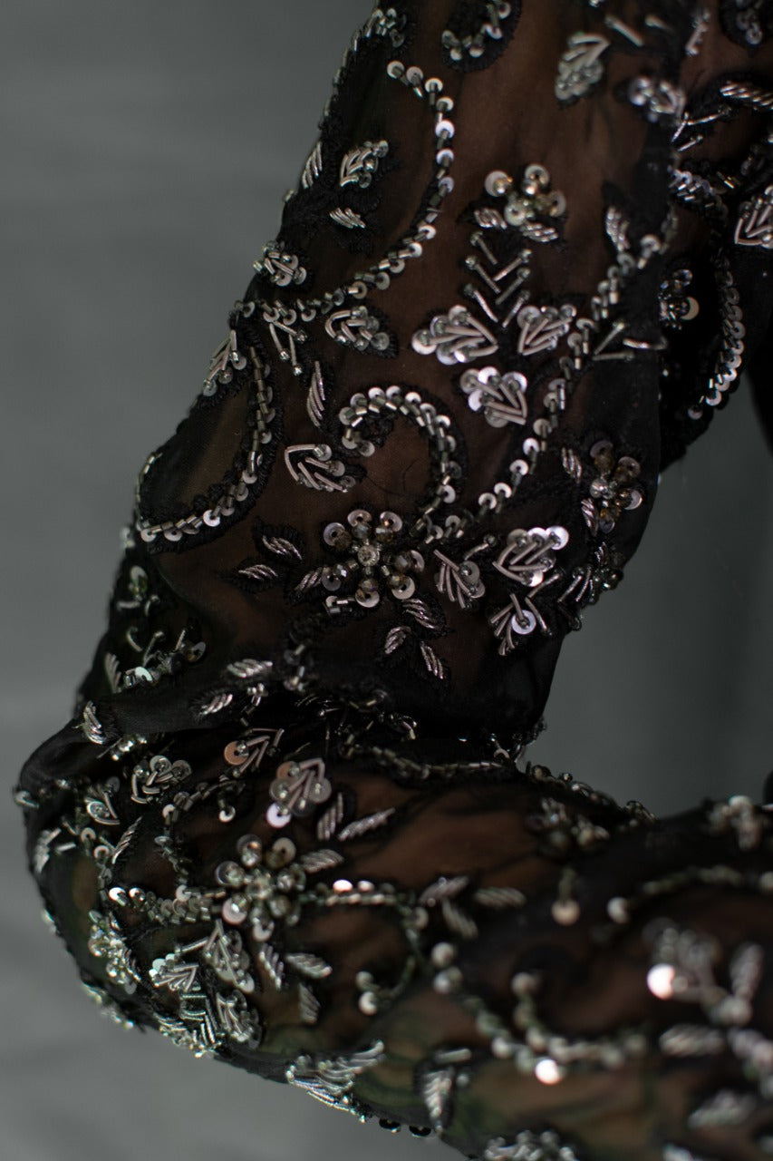 BLACK KATDANA BEADS SAREE