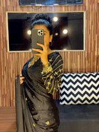 GOTTA WORK SILK SAREE IN BLACK