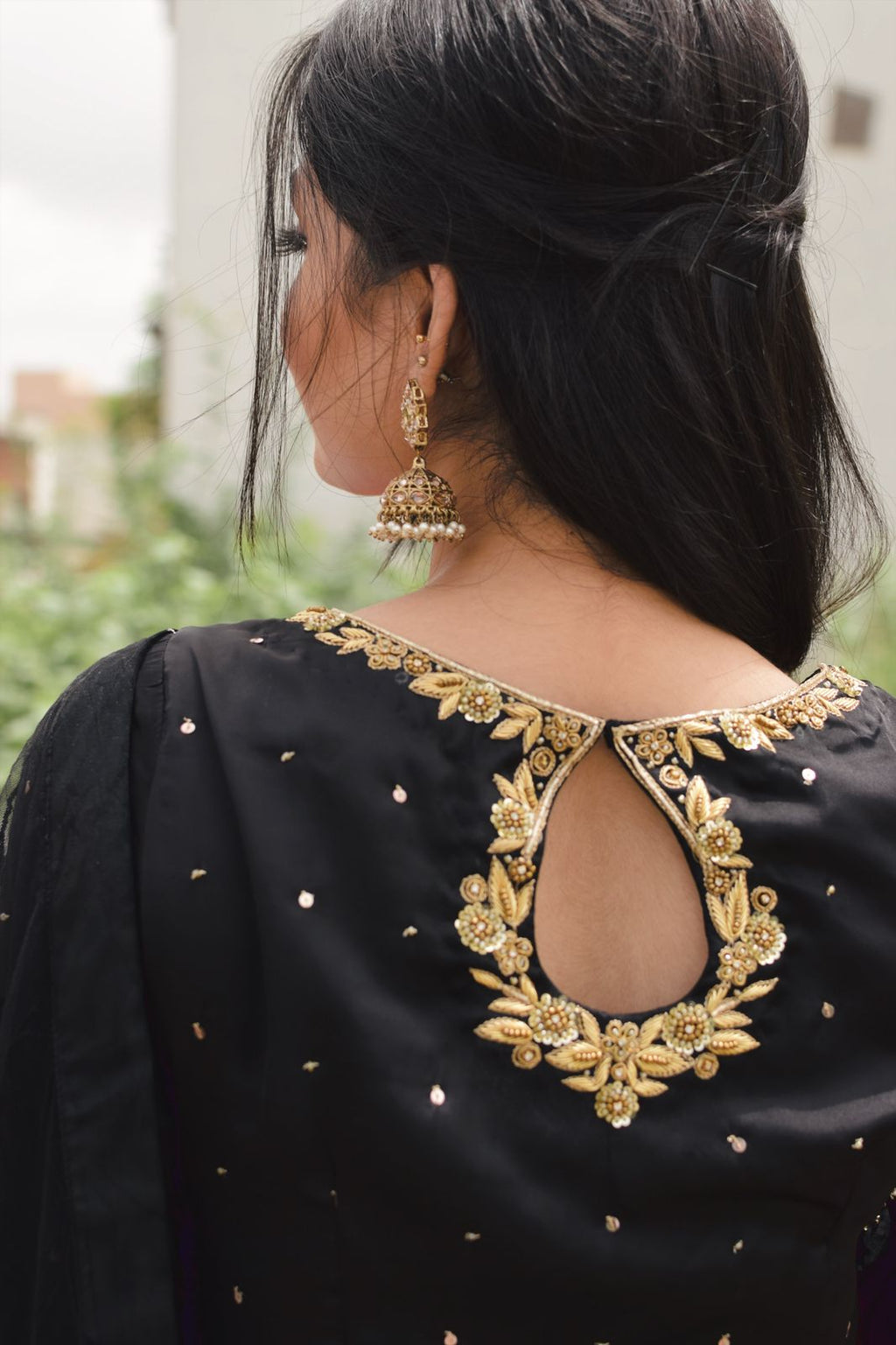 BLACK NET/SILK SAREE