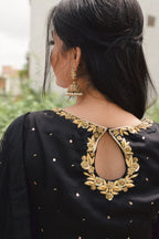 BLACK NET/SILK SAREE
