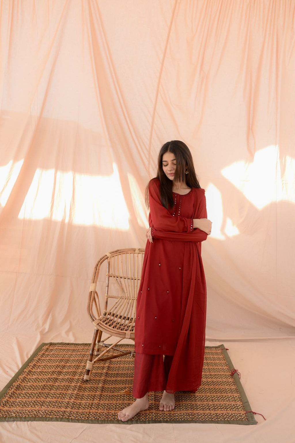 MAROON SHEESHA DRESS