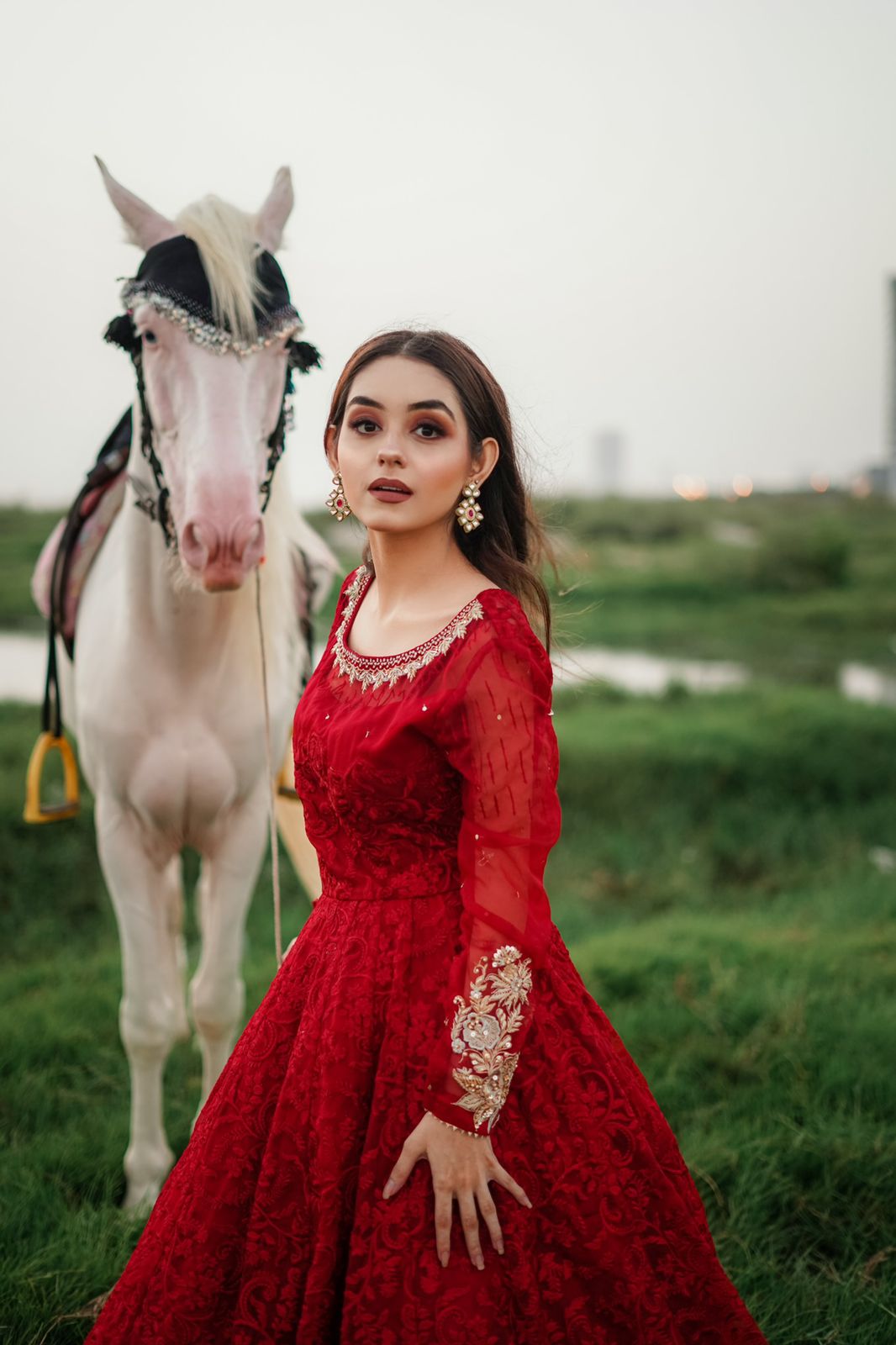 RED CAPARISON DRESS
