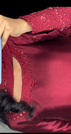 RAW SILK COLLECTION ‘25 BLOOD RED FARSHI DRESS