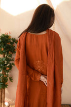 RUST EMB DRESS