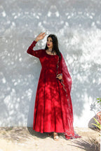 RED GEORGETTE CHIFFON PISHWAS