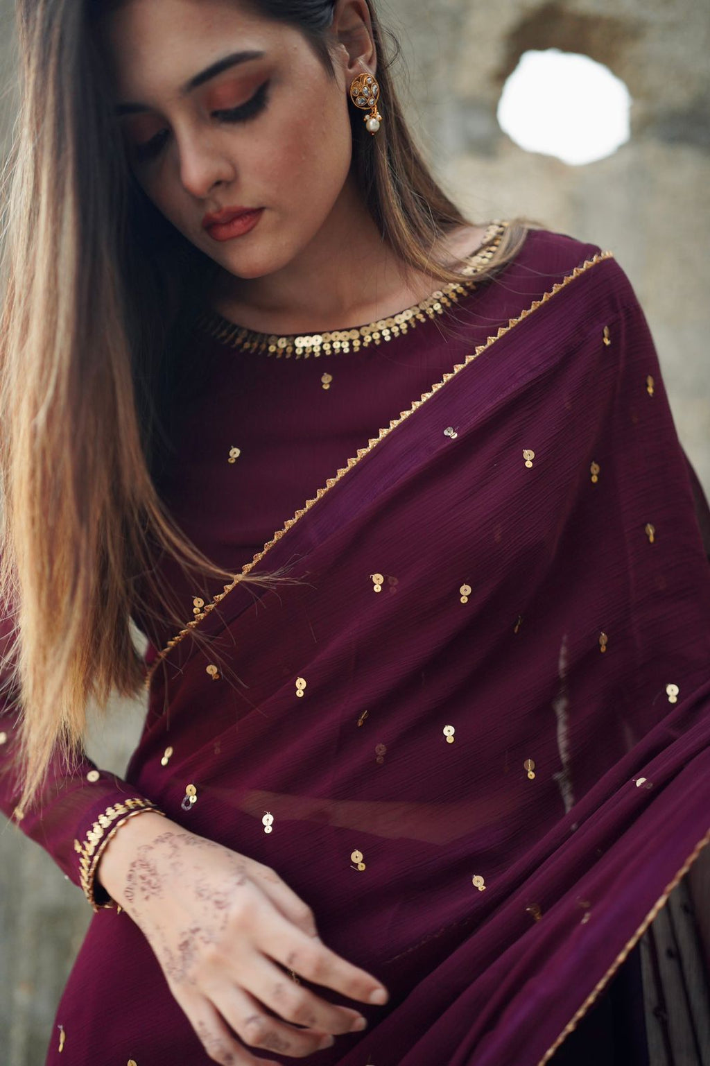 PURPLE GEORGETTE CHIFFON SAREE