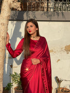 MAROON SILK CHANN SAREE