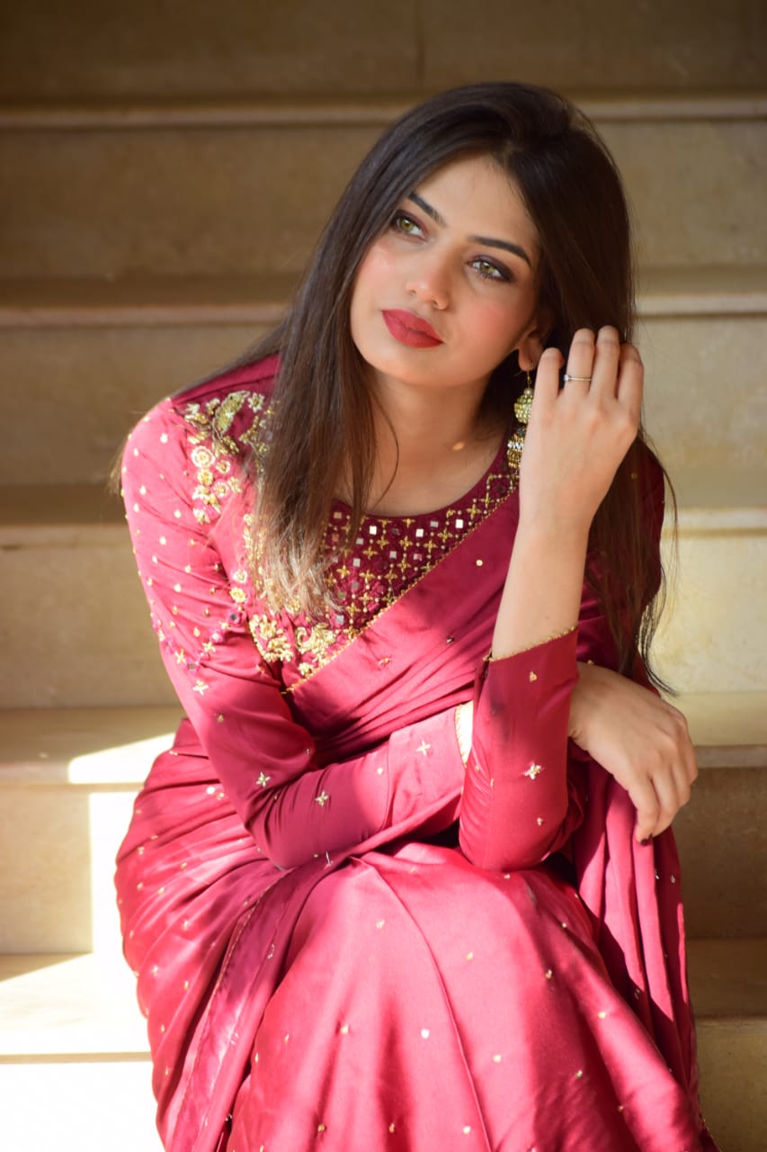 Maroon Silk Handwork Saree