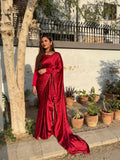 MAROON SILK CHANN SAREE