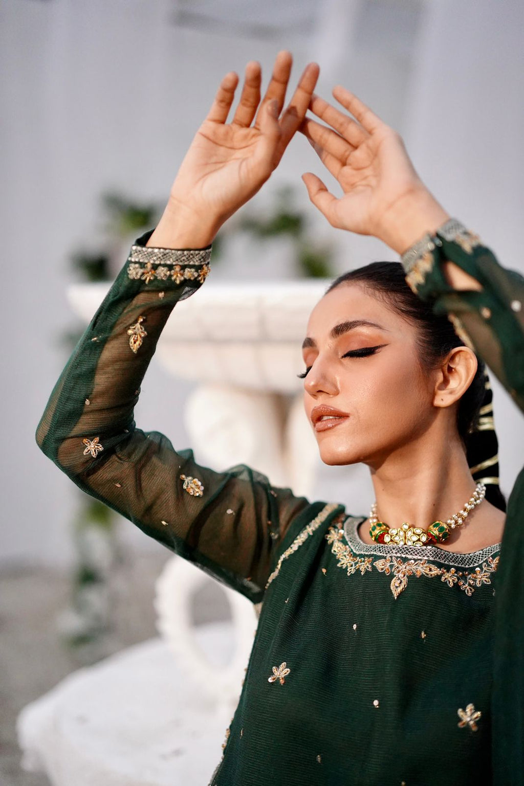 BAGHBAAN (GREEN LEHANGA DRESS)