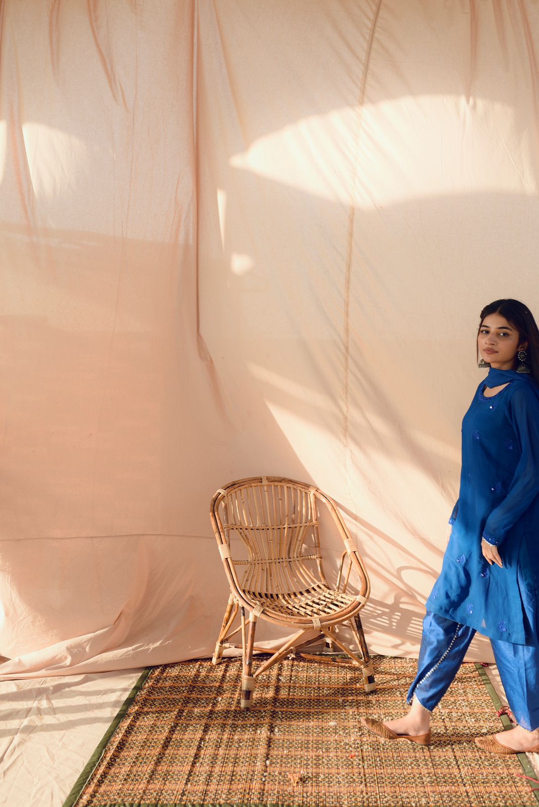 BLUE EMBRIODERED DRESS