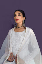 WHITE PISHWAS WITH JAMAWAR SHARARA