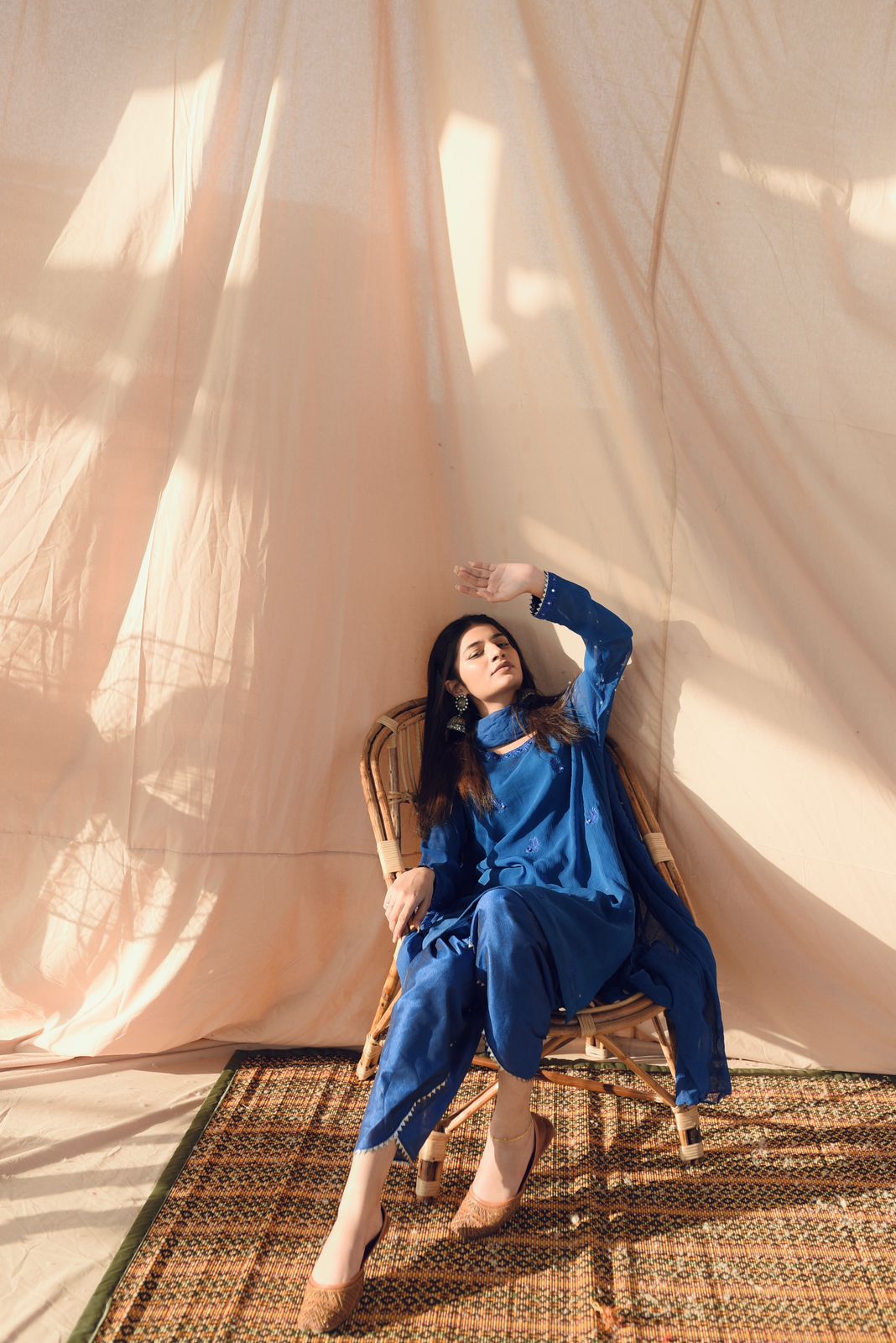 BLUE EMBRIODERED DRESS