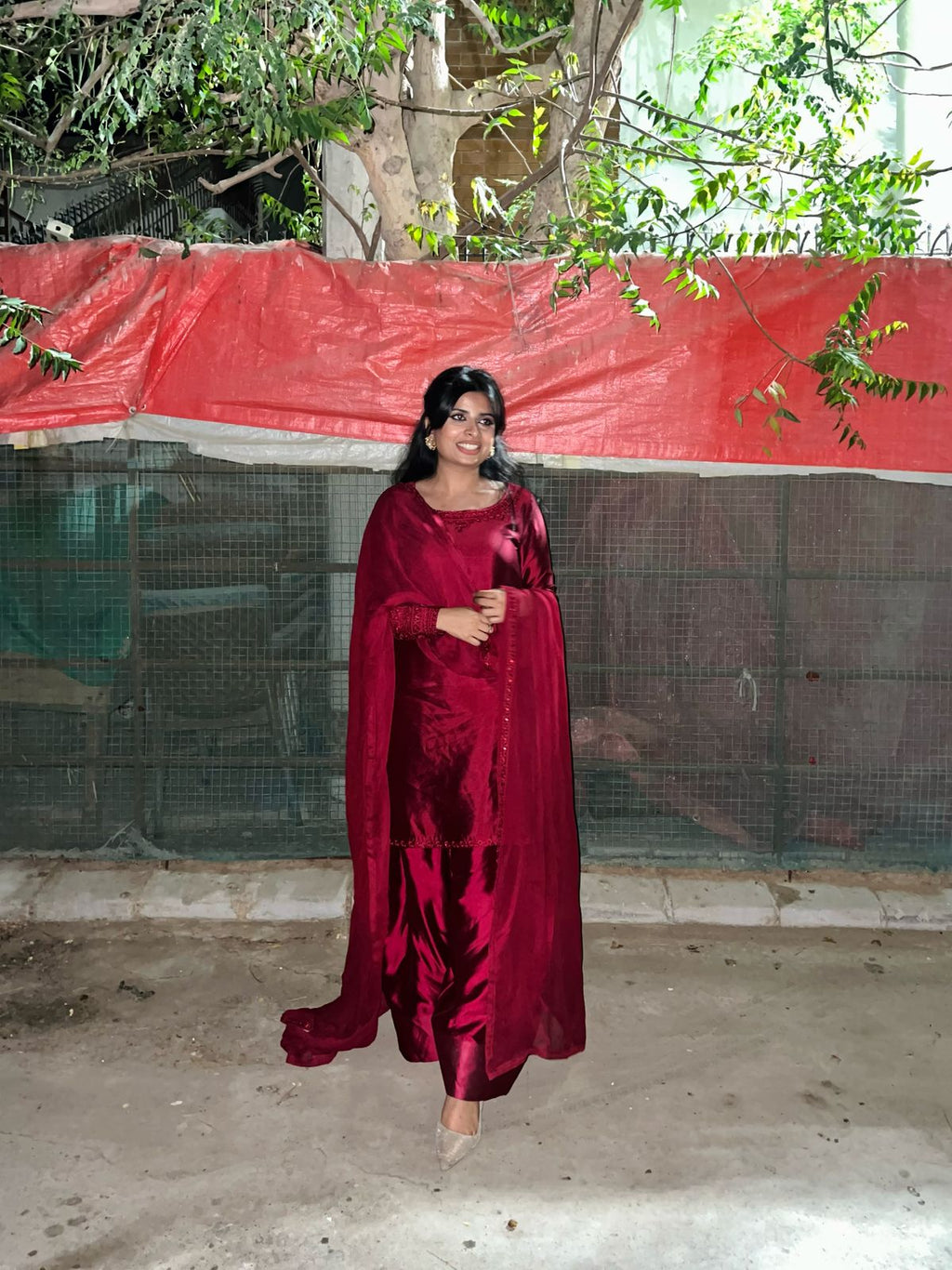 RAW SILK COLLECTION ‘25 BLOOD RED FARSHI DRESS