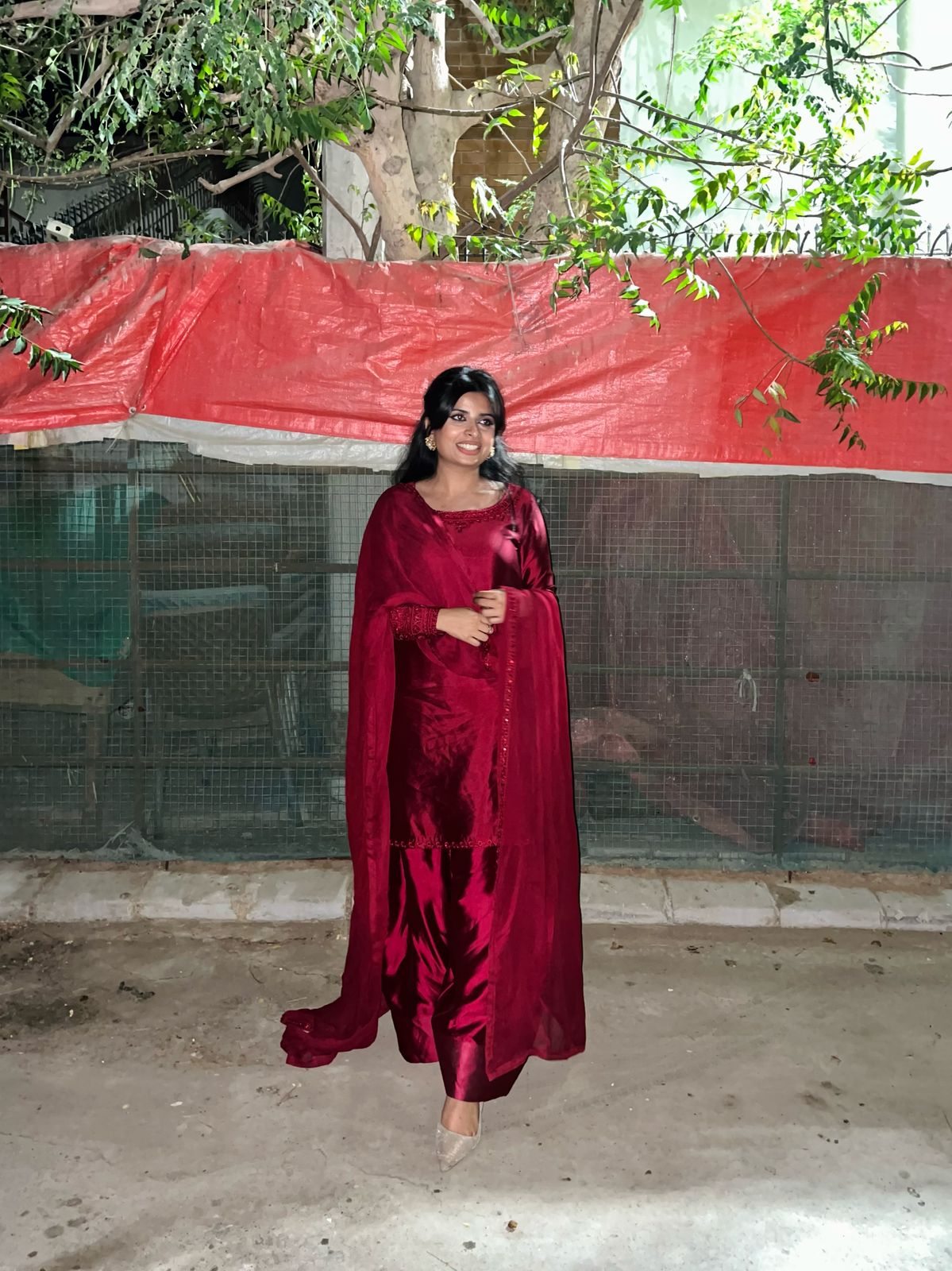 RAW SILK COLLECTION ‘25 BLOOD RED FARSHI DRESS