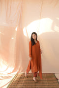 RUST EMB DRESS