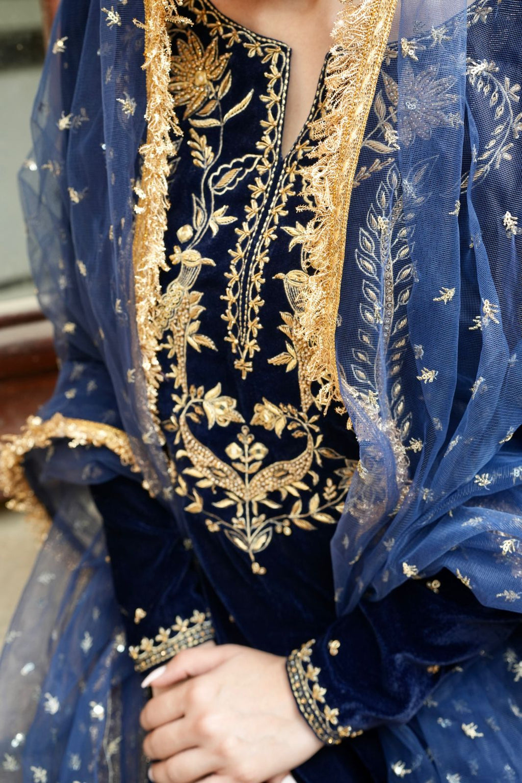 BLUE VELVET DRESS