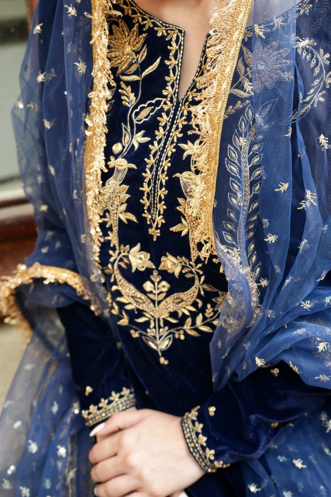 BLUE VELVET DRESS