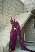 PURPLE GEORGETTE CHIFFON SAREE