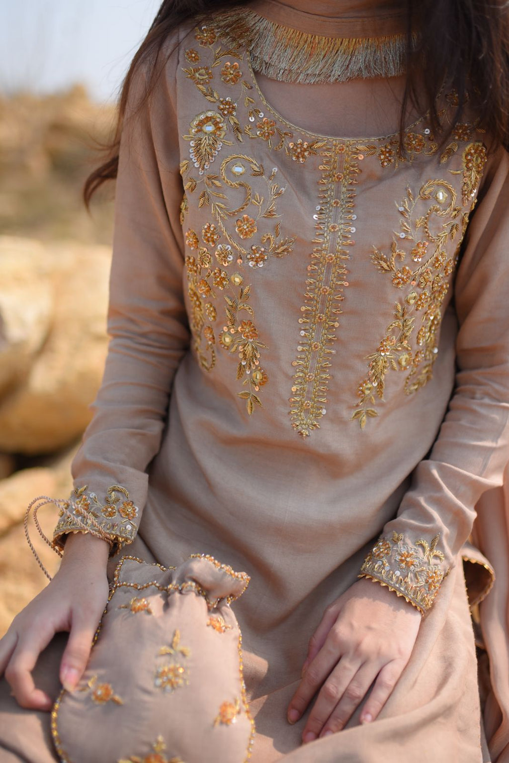 FAWN COTTON SILK DRESS