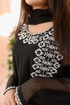 BLACK ( white emb ) shalwaar kameez