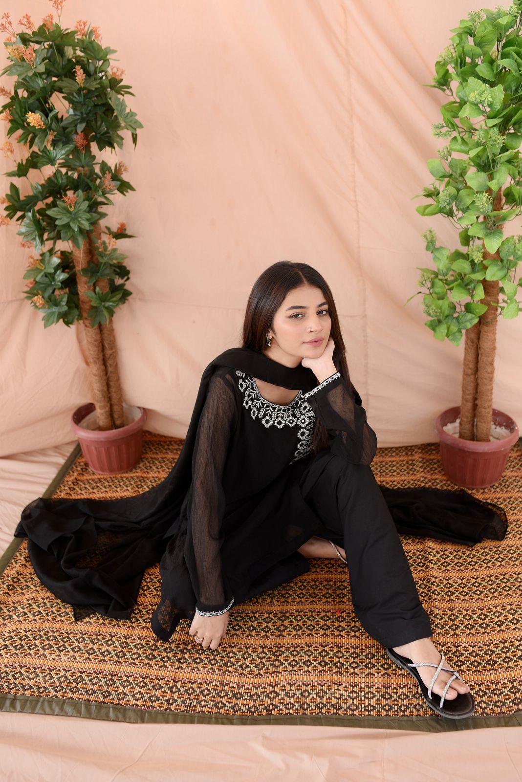 BLACK ( white emb ) shalwaar kameez