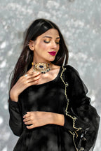 BLACK GEORGETTE CHIFFON PISHWAS
