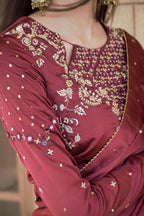 Maroon Silk Handwork Saree