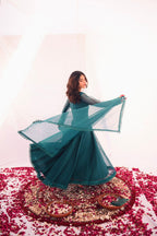 MEETHI EID '24 ( DARK SEAGREEN EMBRIODERED DRESS )