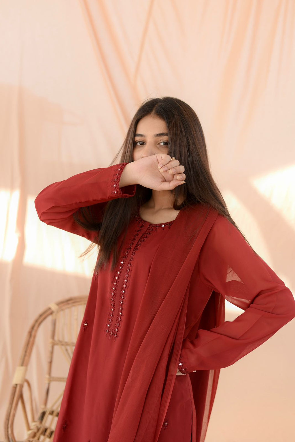 MAROON SHEESHA DRESS