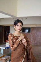 BROWN ORGANZA SAREE