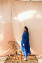 BLUE EMBRIODERED DRESS