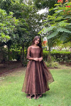 DARK BROWN SHEESHA WORK PISHWAS