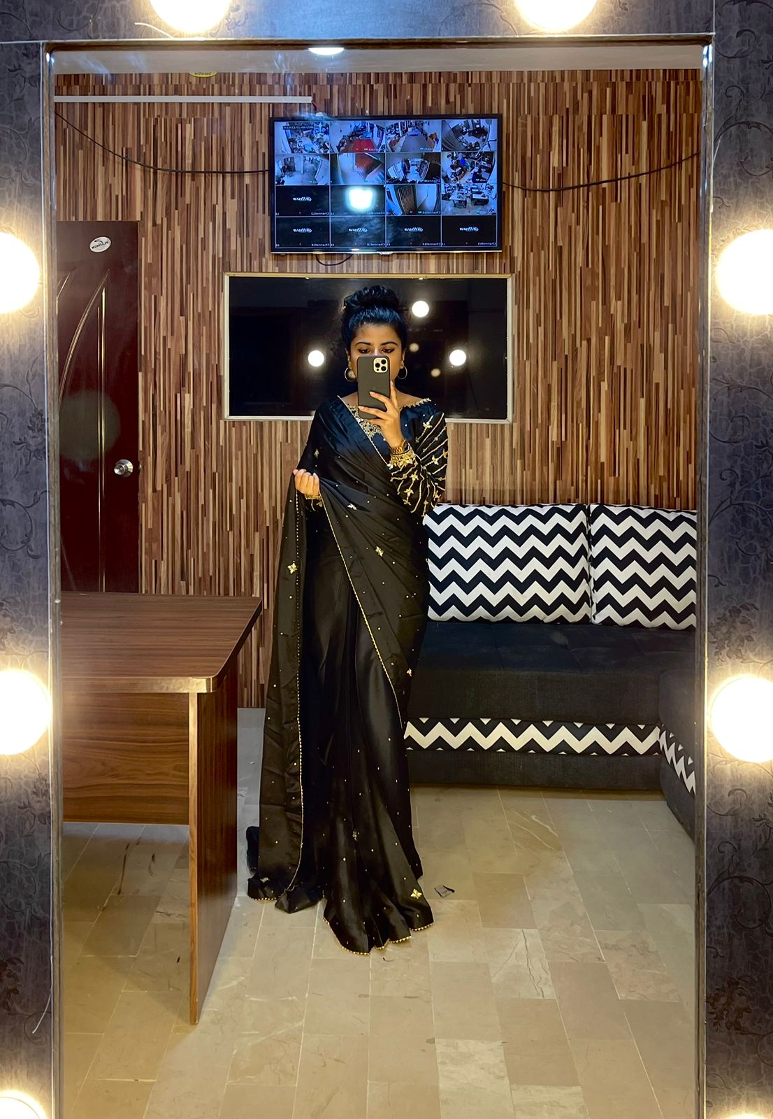 GOTTA WORK SILK SAREE IN BLACK