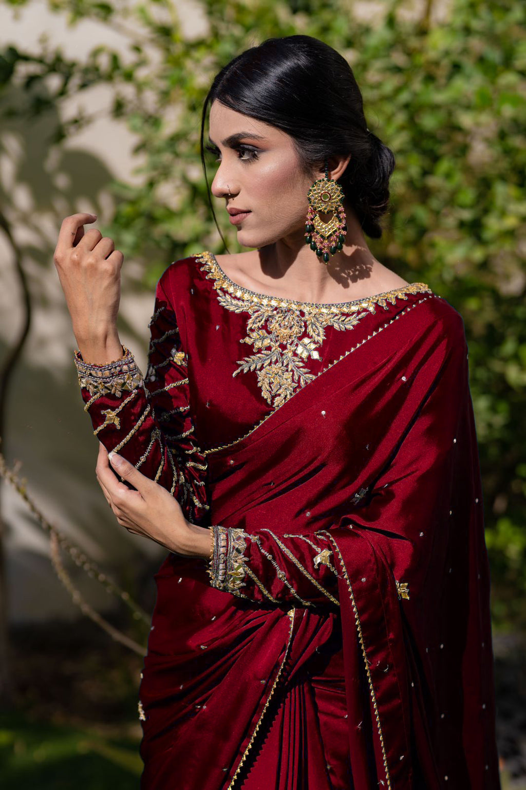 GOTTA WORK SILK SAREE IN MAROON