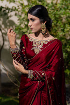 GOTTA WORK SILK SAREE IN MAROON