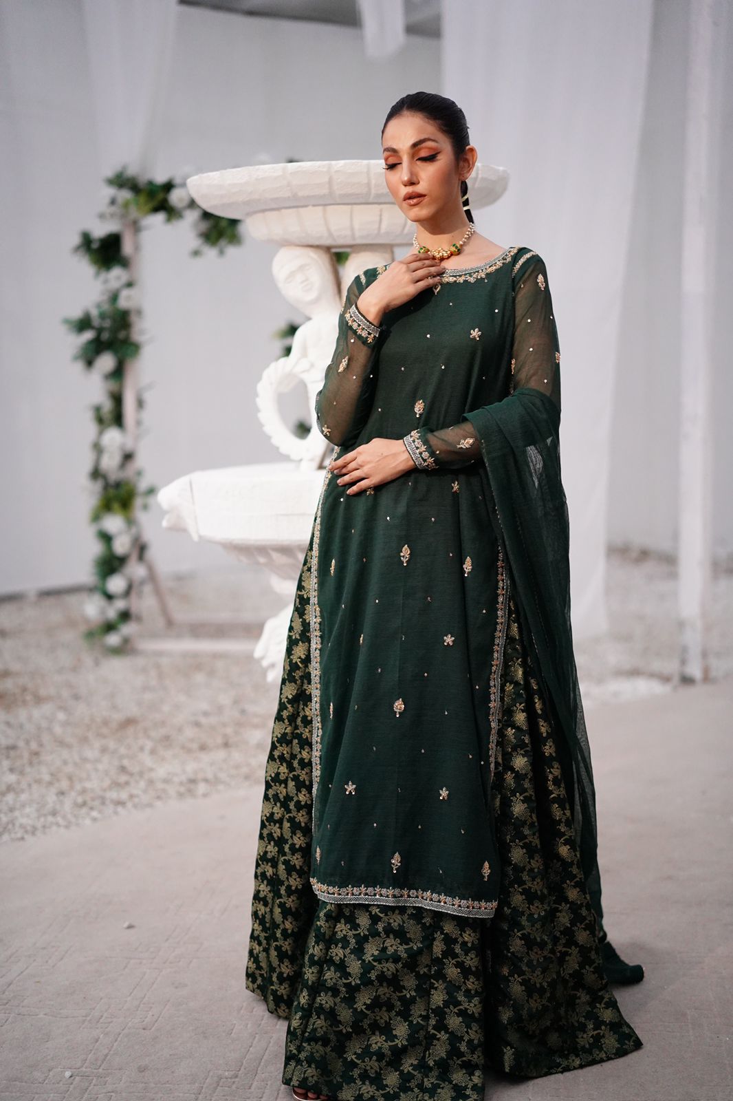 BAGHBAAN (GREEN LEHANGA DRESS)