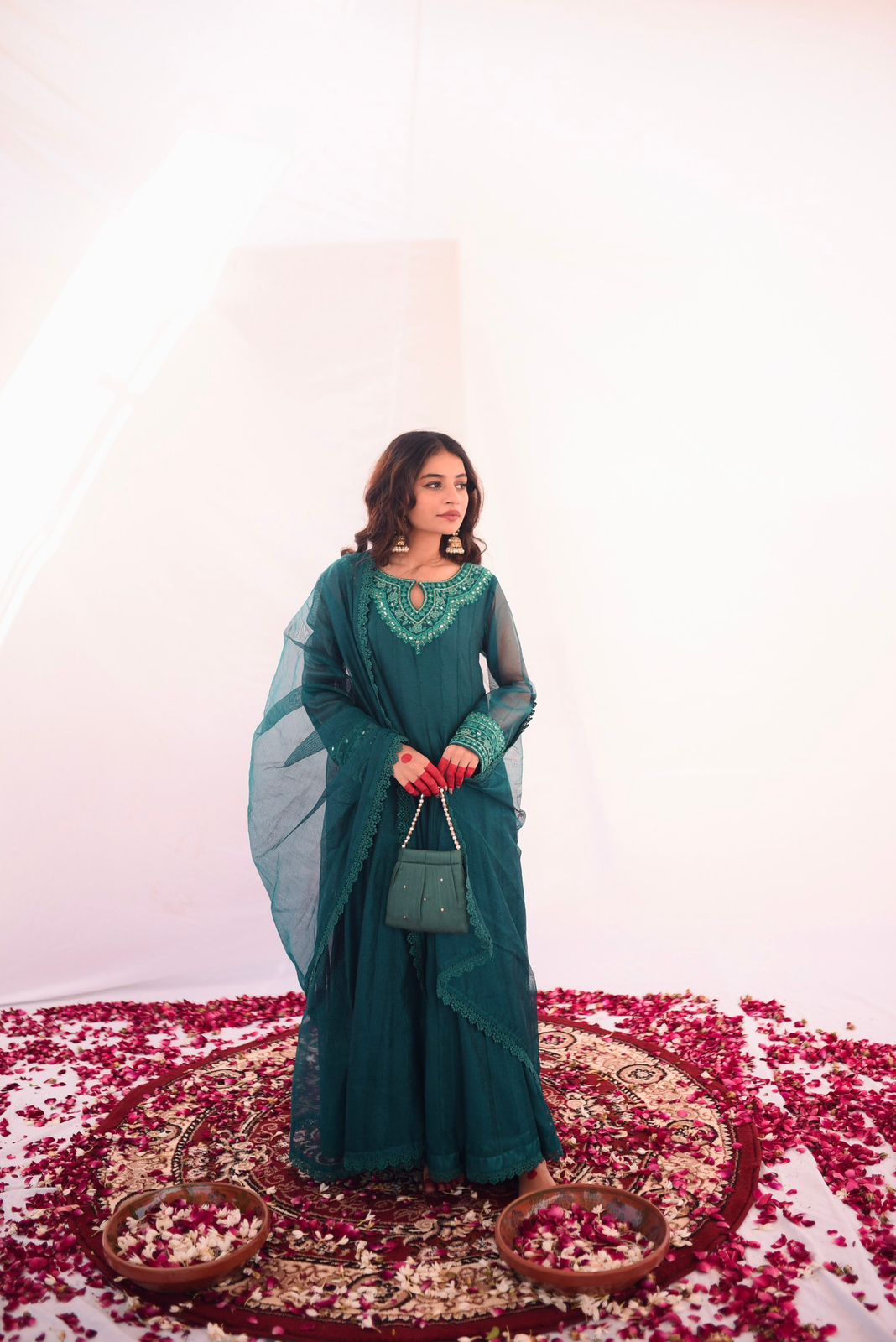 MEETHI EID '24 ( DARK SEAGREEN EMBRIODERED DRESS )
