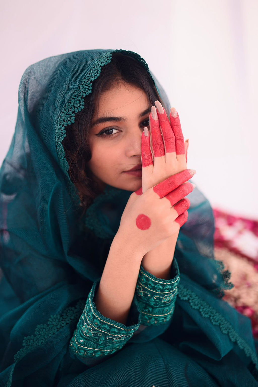 MEETHI EID '24 ( DARK SEAGREEN EMBRIODERED DRESS )