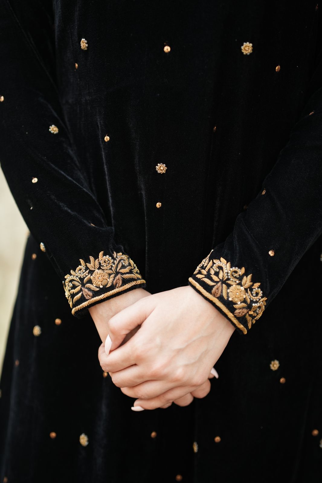 BLACK VELVET WITH P/B DUPATTA