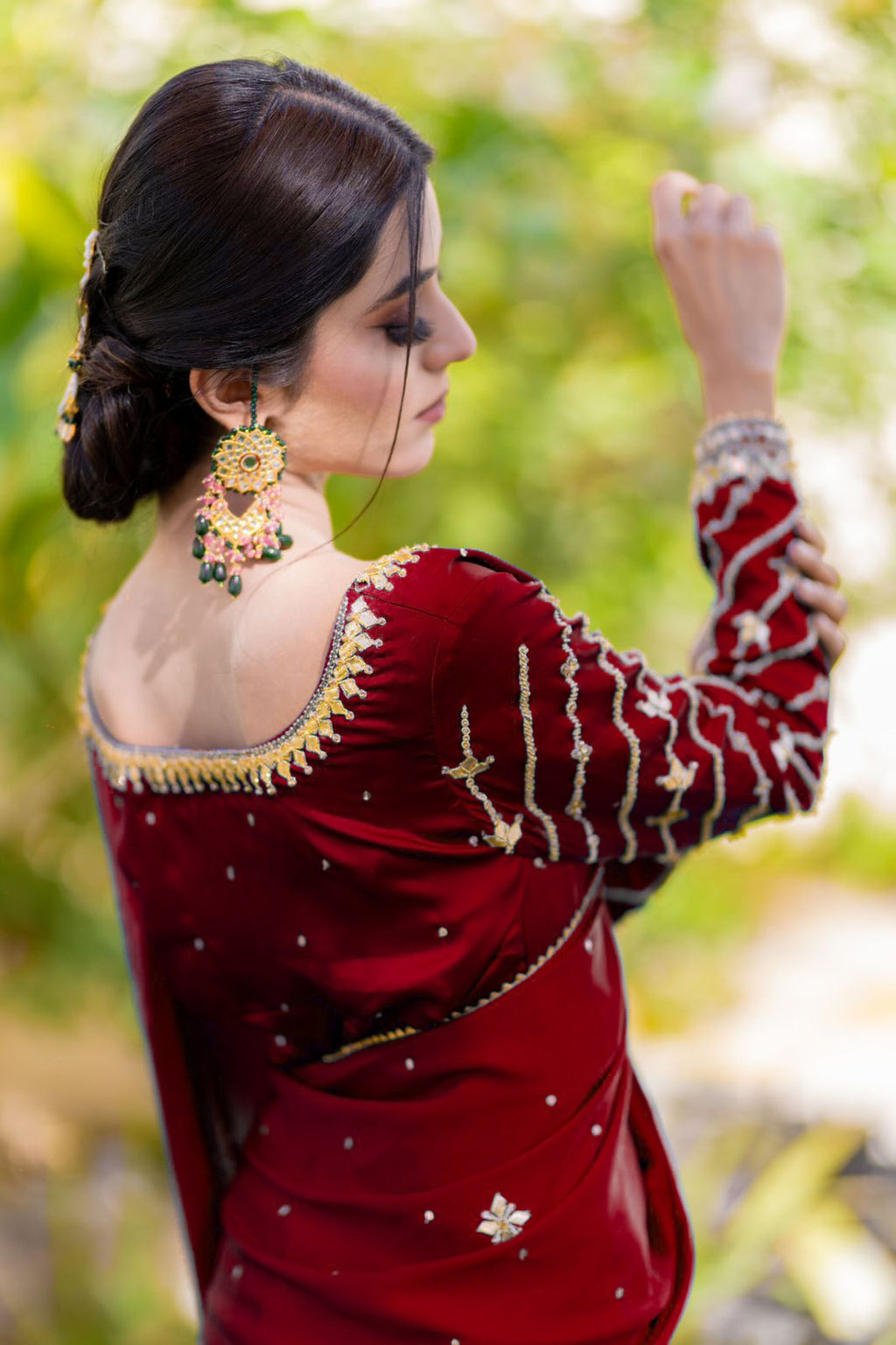 GOTTA WORK SILK SAREE IN MAROON