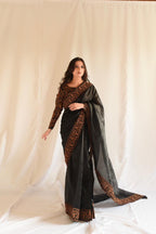 BLACK TISSUE SAREE